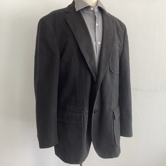 Kroon Sport Coat Jacket 42R Gray/Black Harrison Wash Cotton Blazer Double Vents - Picture 1 of 15